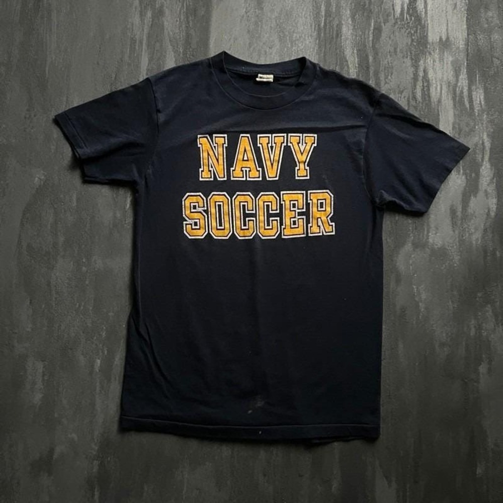 Vintage Navy Soccer Shirt Mens Medium Blue 1980s Champion US NAVY‎